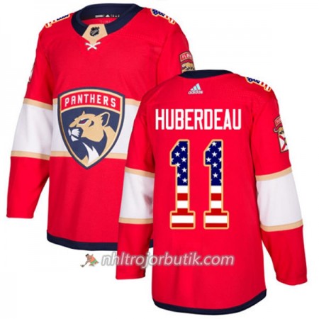 Män Ishockey Florida Panthers Tröja Jonathan Huberdeau 11 Adidas 2017-2018 Röd USA Flag Fashion Authentic